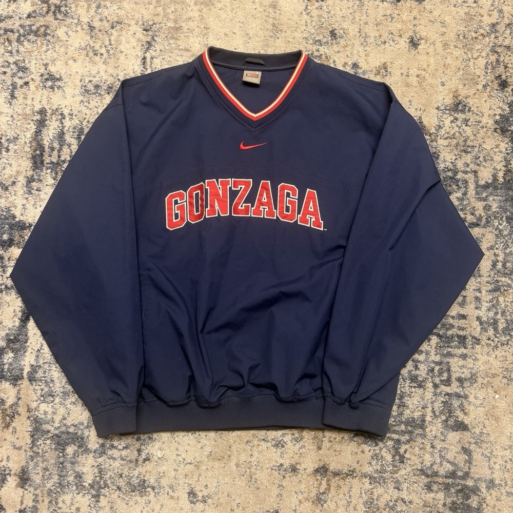 Vintage Gonzaga Bulldogs NIKE TEAM Windbreaker Pullover Jacket Navy Men's L